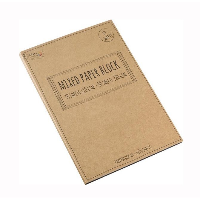 Caiet de schite A4 Grafix, hartie alba-kraft-neagra, 60 file