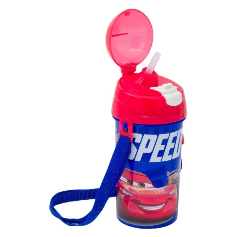 Sticla pentru copii, Zola®, din plastic, cu pai, 500 ml, Speed Cars