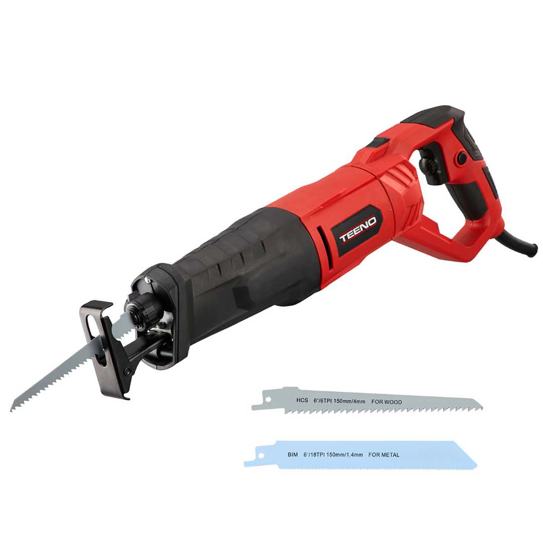 Fierastrau Teeno, 850W 0~2800 rpm, maner reglabil, LED/2 lame, Adancime taiere 140 mm Lemn, 10 m metal, Rosu