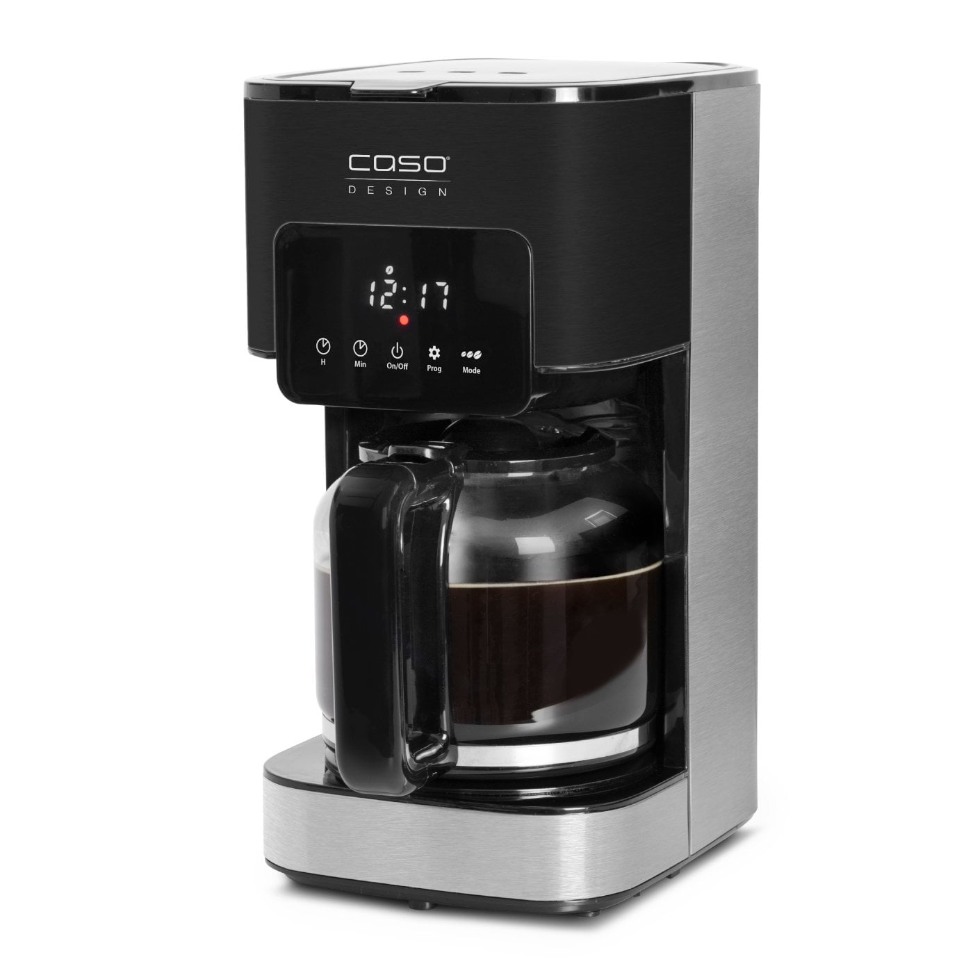 Caso Germany Coffee Taste automatikus 1,5 csésze, funkció, programozható & 900 érintésvezérlés, fekete-ezüst l/12 Style W, teljesítmény kávéfőző, leállítás, cseppmentesítő időzítő