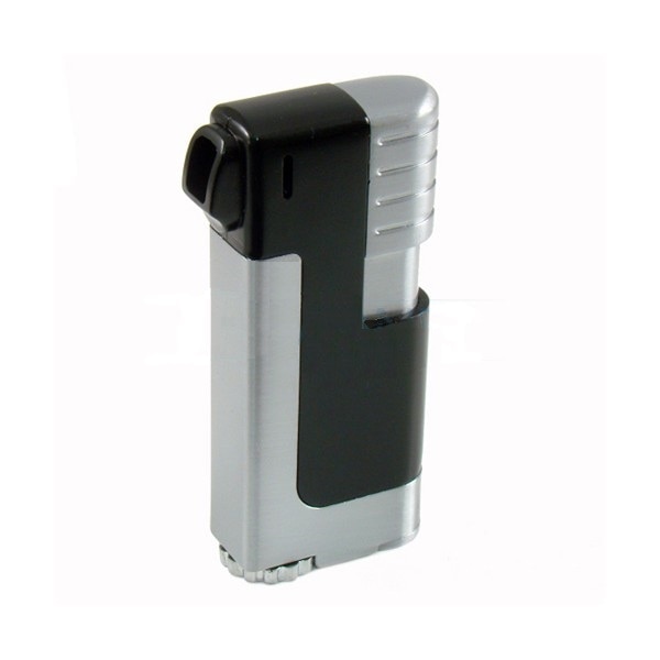 Bricheta metalica WinJet cu gaz pentru pipa, reincarcabila, din otel inoxidabil black gray, futac pentru pipa incorporat