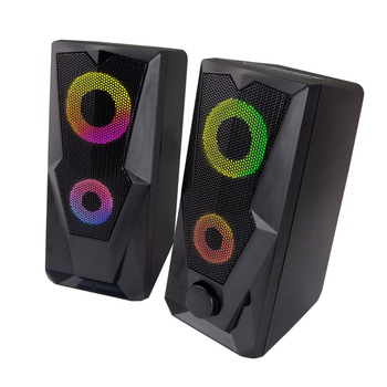 Boxe 6W USB 2.0 cu LED RGB, Esperanza Rainbow BAILA, cablu 120 cm, control volum, negre Boxe 6W USB 2.0 cu LED RGB, Esperanza Rainbow BAILA, cablu 120 cm, control volum, negre