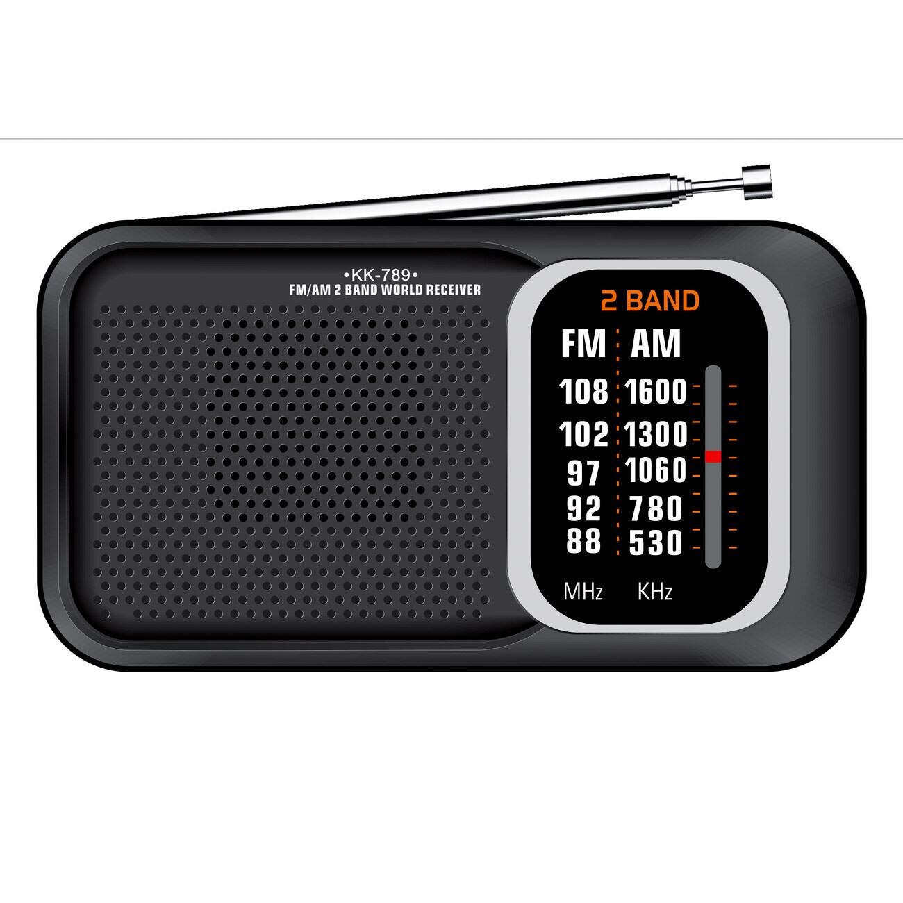 Radio analog, Zola®, cu 2 frecvente, 18x4x10 cm, negru