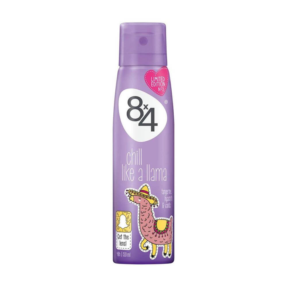 Deodorant Spray 8x4 Chill Like a Llama, 150 ml, Protectie 48h, Parfum de Citrice si Vanilie