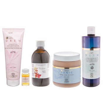 Set 5 produse anticelulitice cu efect de drenaj limfatic 2310ml, Lakshmi Set 5 produse anticelulitice cu efect de drenaj limfatic 2310ml, Lakshmi
