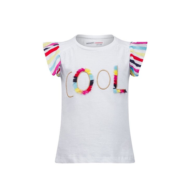 Tricou Cool, Minoti, bumbac, Alb/Alb cu imprimeu multicolor