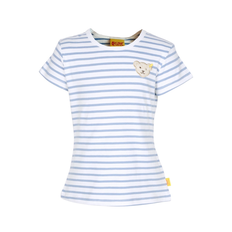 Tricou fete Steiff, alb/albastru, marimea 104 cm, 4 ani