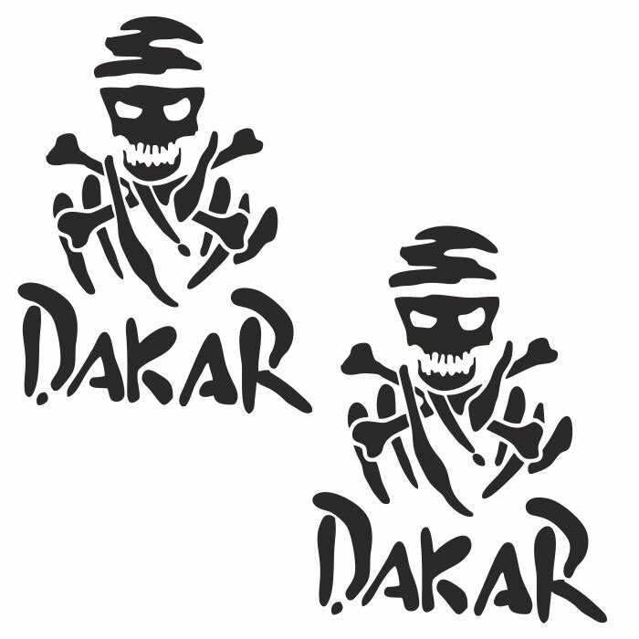Set doua stickere decorative tuning, dakar, cap de schelet, automobile sport de teren, 4x4, dimensiune sticker 20 x 15 cm, negru