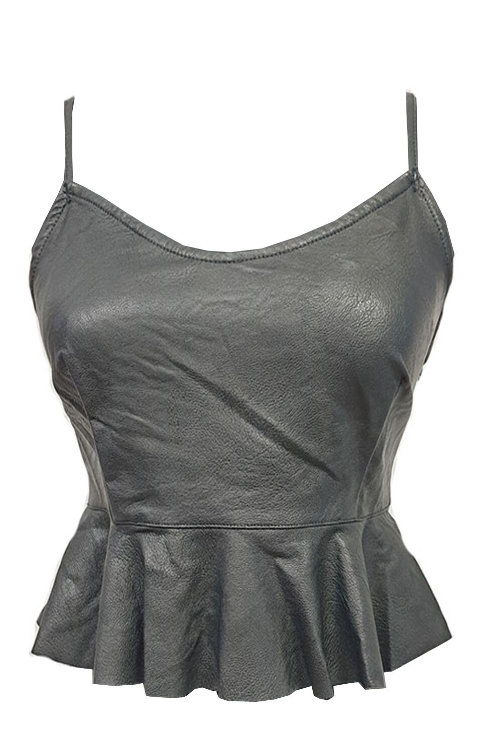 Top dama Tally Weijl, imitatie piele, Negru