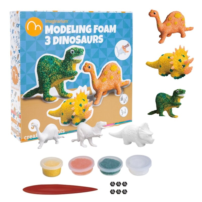 Joc de modelaj , Imaginarium , Modeling Foam 3 Dinosaurs , 3 matrite , 1 unealta , 3 - 8 ani