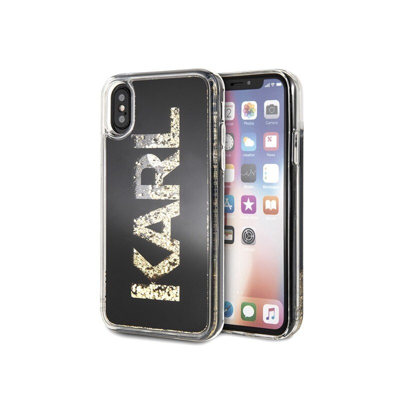 Husa Premium Karl Lagerfeld Compatibila Cu iPhone Xs, Colectia Glitter Logo Karl - 0444047