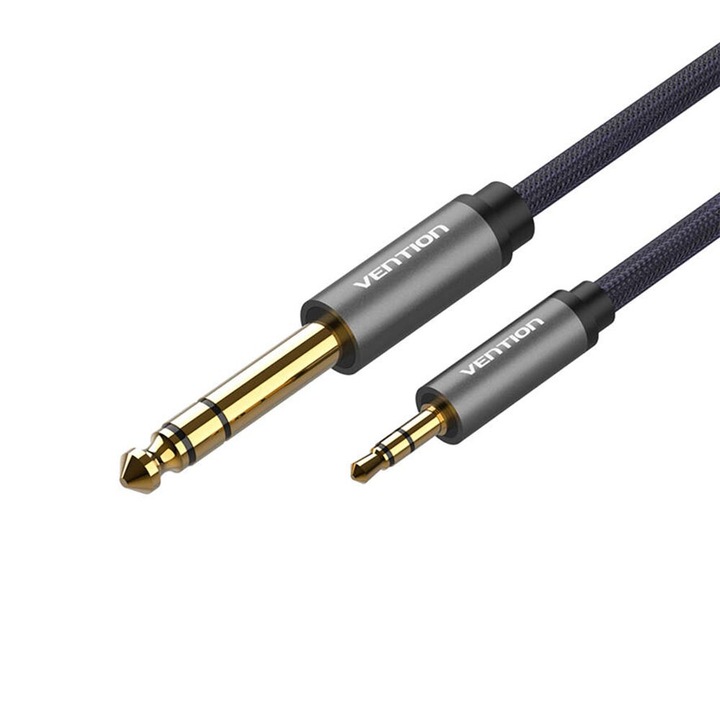 Аудио кабел 3,5 mm до 6,3 mm Jack, 5 метра, Vention