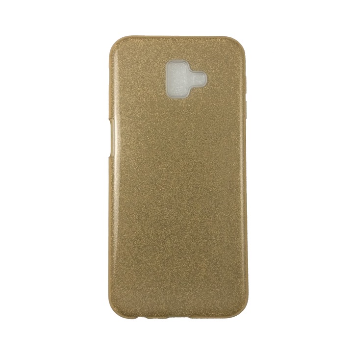 Кейс, съвместим с Samsung J6 Plus, силиконов с брокат, златен