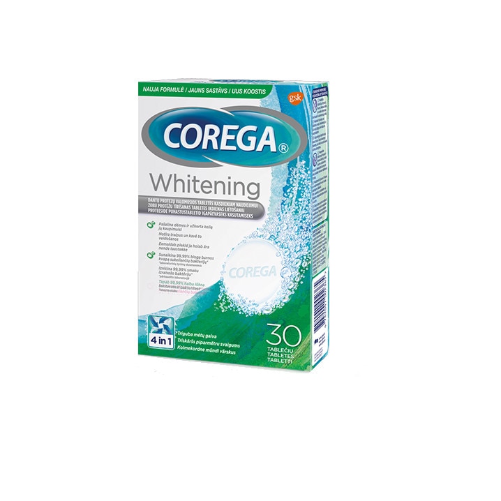 Tablete de curatare pentru proteza dentara Corega Whitening, 30 buc