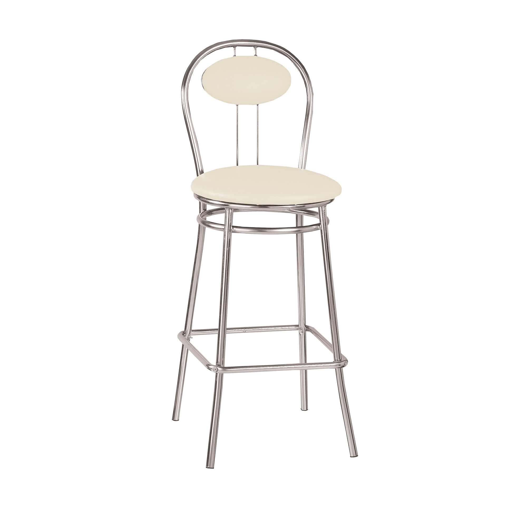 Scaun de bar Tiziano Hoker, cadru cromat, piele ecologica, crem