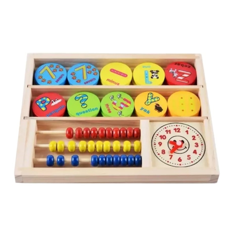 Numaratoare lemn cu accesorii, Multicolor, + 3 ani