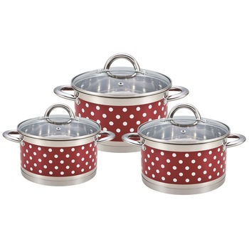Set de oale cu buline din inox Bohmann, 6 piese, 2.6L, 3.6L, 4.7L, compatibile si cu inductie Set de oale cu buline din inox Bohmann, 6 piese, 2.6L, 3.6L, 4.7L, compatibile si cu inductie