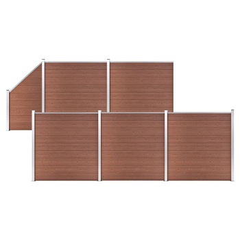 Set 6 panouri de gard 5 patrate si 1 oblic, vidaXL- Lemn compozit, 965 x 186 cm, Maro Set 6 panouri de gard 5 patrate si 1 oblic, vidaXL- Lemn compozit, 965 x 186 cm, Maro