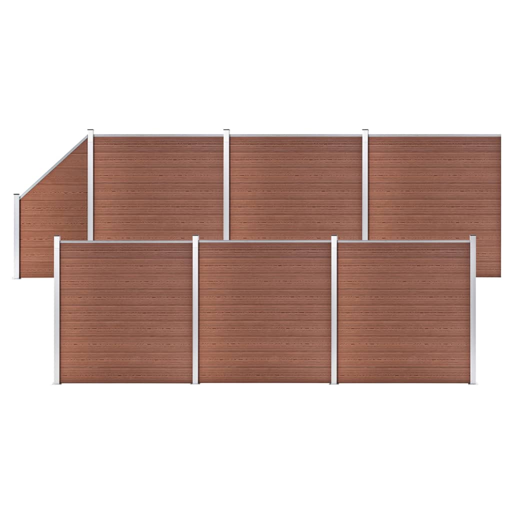 Set 7 panouri de gard 6 patrate si 1 oblic, vidaXL- Lemn compozit, 1138 x 186 cm, Maro