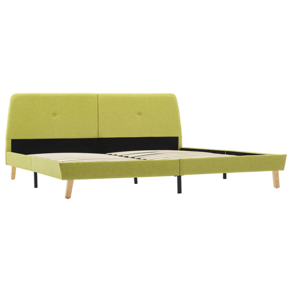 Cadru de pat dublu tapitat vidaXL, Textil/Lemn, 160 x 200 cm, Verde