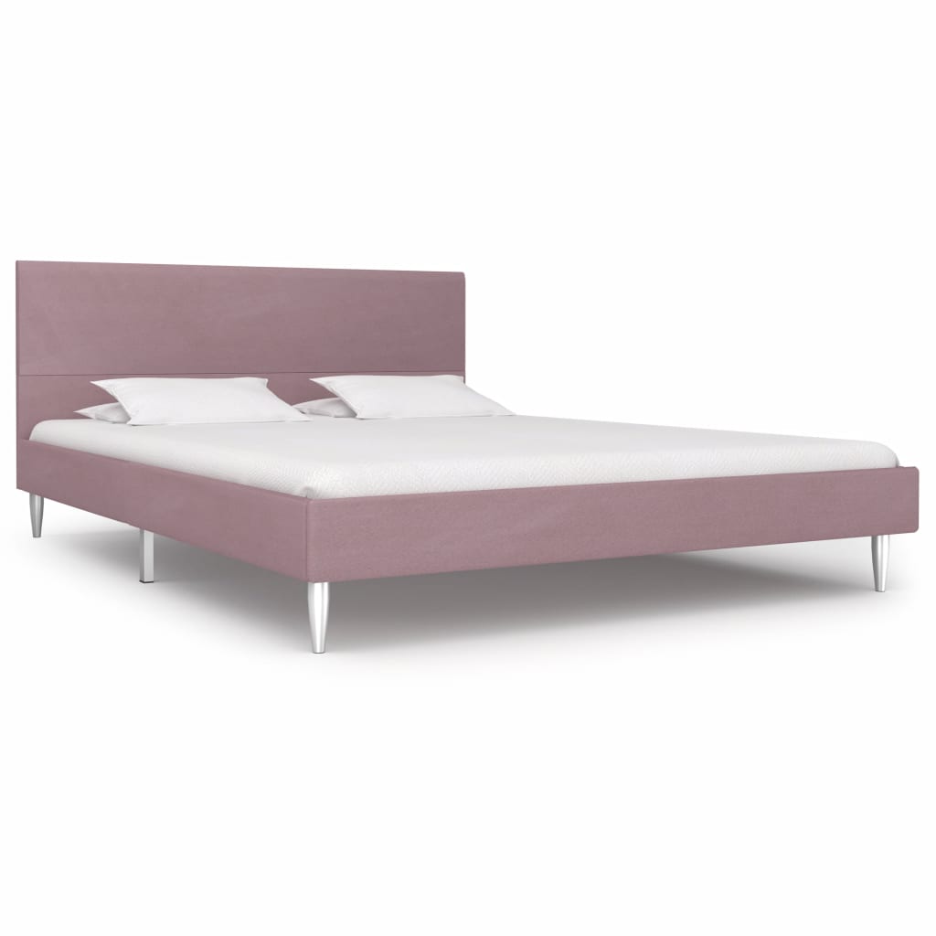 Cadru de pat dublu, vidaXL, MDF/Textil, 160 x 200 cm, Roz