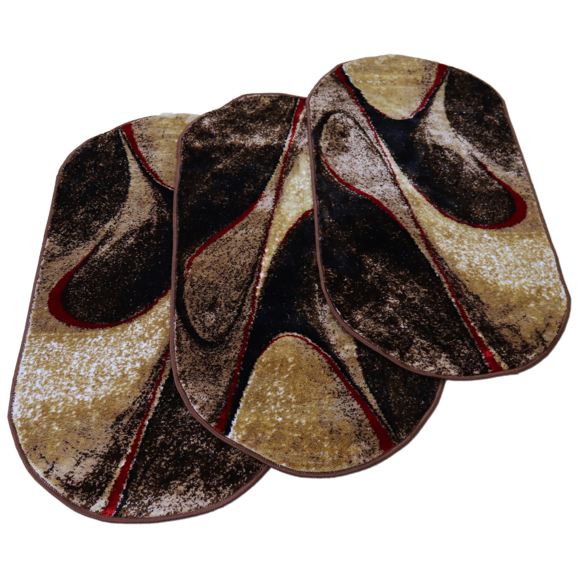 Set 3 buc.Covor Gold COLLECTION 60X130 cm oval -0841 maro/bej