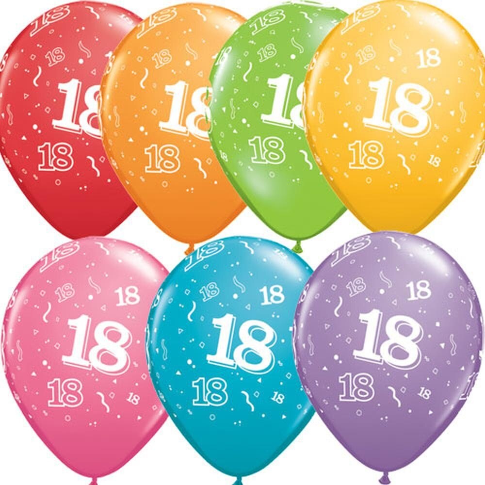 Baloane latex inscriptionate cifra 18 Majorat, Radar, 10 buc