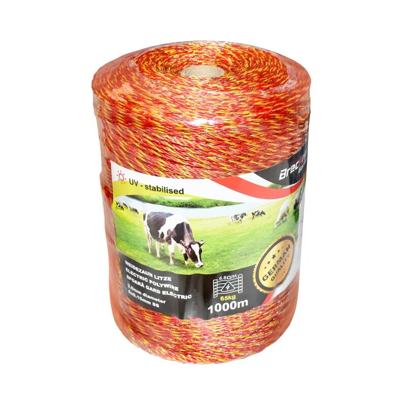 Rola fir galben-rosu fi 2mm. 6x0.15mm 6.8 Ohm/m SS, 1000m gard electric