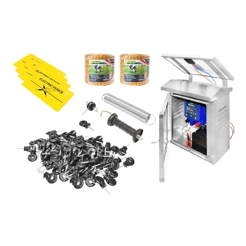 Kit gard electic 12V, 2 Joule, panou solar 10W, lungime fir 2000m, 200 izolatori