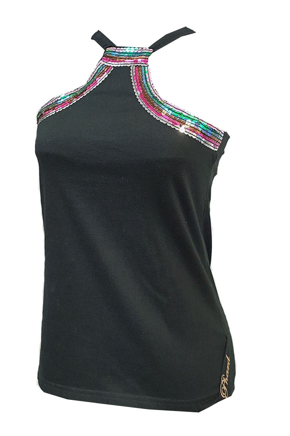Bluza dama Phard, cu aplicatii de paiete colorate, Negru
