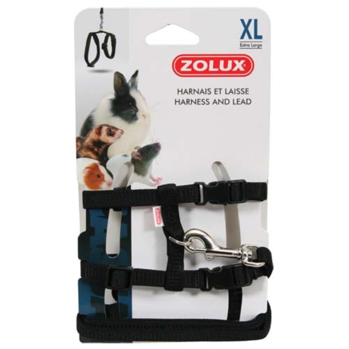 Каишка и нагръдник Zolux, За гризачи, XL, Черен