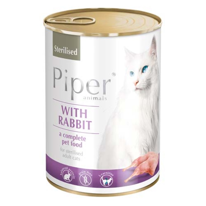 Piper Cat Sterilised 400g nyúl konzerv ivartalanított macskáknak