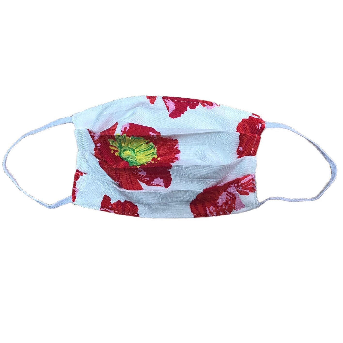 Set 5 bucati masti de protectie fata Dress To Impress, reutilizabile, doua straturi, trei pliuri, doua fete, alb/rosu floral