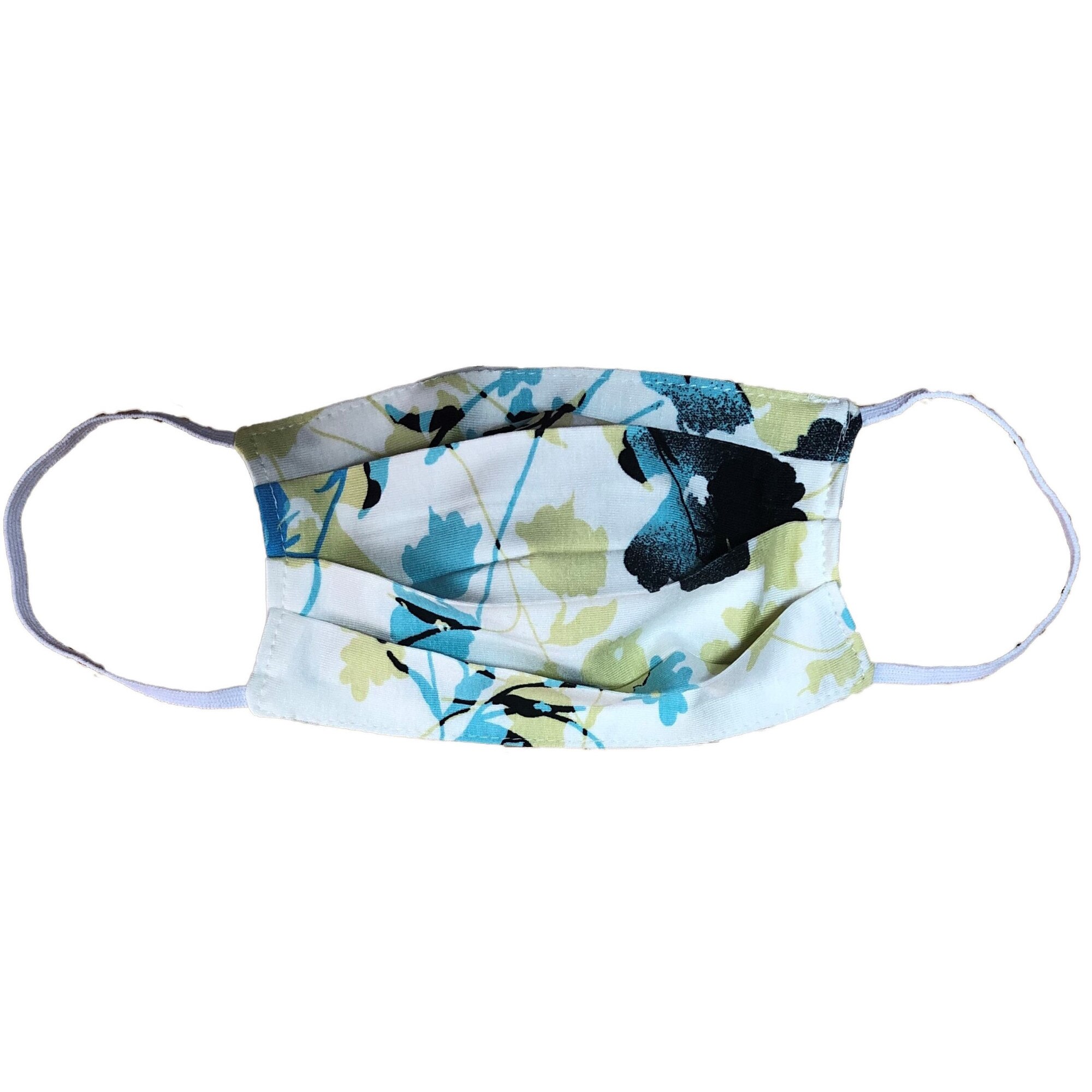 Set 5 bucati masti de protectie fata Dress To Impress, reutilizabile, doua straturi, trei pliuri, doua fete, alb/albastru floral