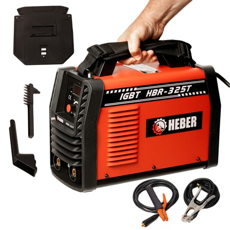 Invertor de sudura HEBER® HBR-325T, 300 A, electrod 1.6 - 5 mm, afisaj digital, lungime cabluri 3 metri + accesorii de sudura incluse