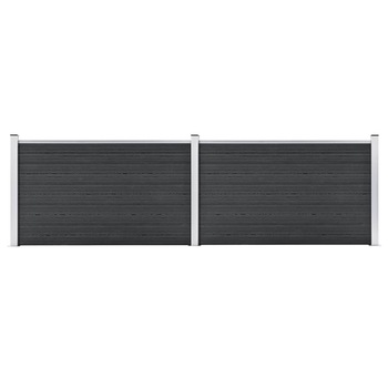 Set de 14 panouri de gard cu stalpi de gradina, vidaXL, Lemn compozit, 353 x 106 cm, Gri Set de 14 panouri de gard cu stalpi de gradina, vidaXL, Lemn compozit, 353 x 106 cm, Gri