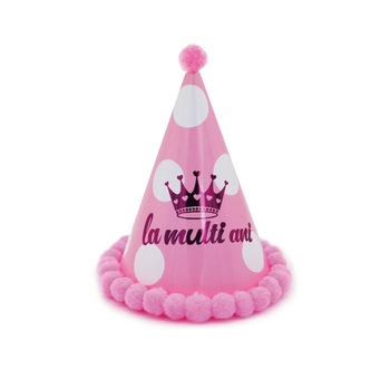 Set 6 coifuri “La multi ani” cu buline roz , 24/19.5 cm Set 6 coifuri “La multi ani” cu buline roz , 24/19.5 cm