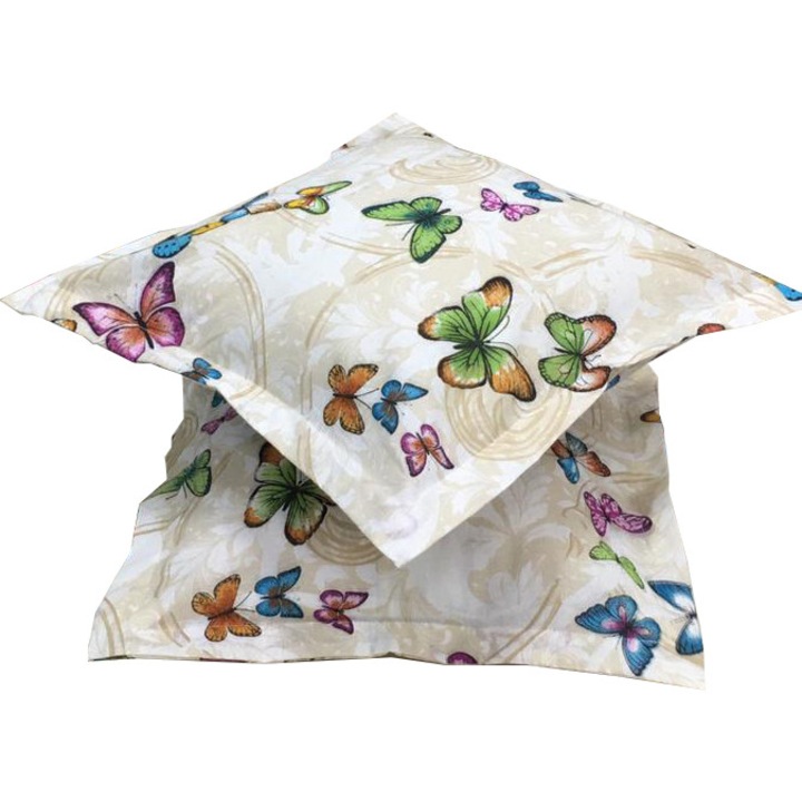 Set doua huse de perna bej 70X70cm din colectia "Just Butterflies" din bumbac 100%, by Liz Line - SP70/70173