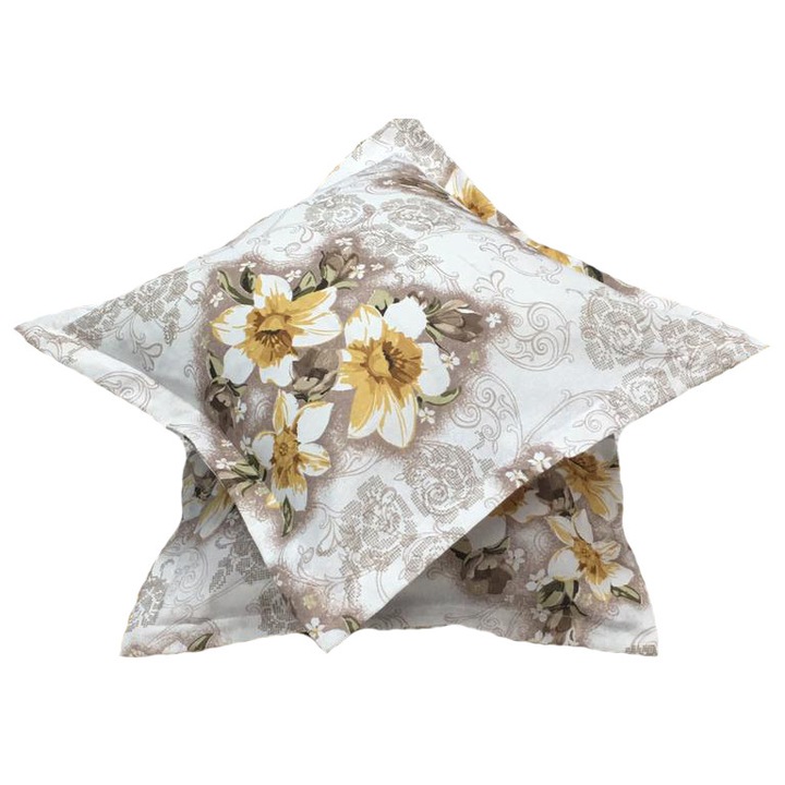 Set doua huse de perna alb/bej 40X40cm din colectia "Flower Bouquet" din bumbac 100%, by Liz Line - SP40/40183