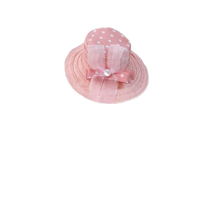 Palarie pentru papusi - Peach cu buline