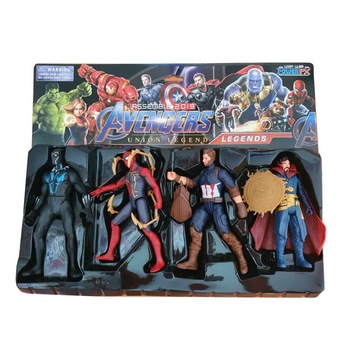 Set 4 figurine articulate tip super eroi Avengers, Black Panther, Spiderman, Capitanul America, Doctor Strange, 13 cm, multicolor, iluminare led, + 6 ani Set 4 figurine articulate tip super eroi Avengers, Black Panther, Spiderman, Capitanul America, Doctor Strange, 13 cm, multicolor, iluminare led, + 6 ani
