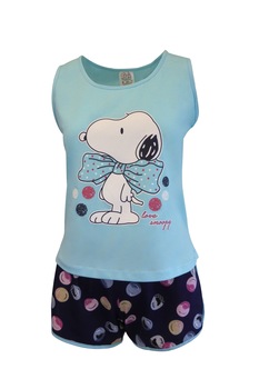 Pijama dama, Univers Fashion, maiou albastru deschis cu imprimeu snoopy, pantaloni scurti albastru inchis cu imprimeu buline Pijama dama, Univers Fashion, maiou albastru deschis cu imprimeu snoopy, pantaloni scurti albastru inchis cu imprimeu buline
