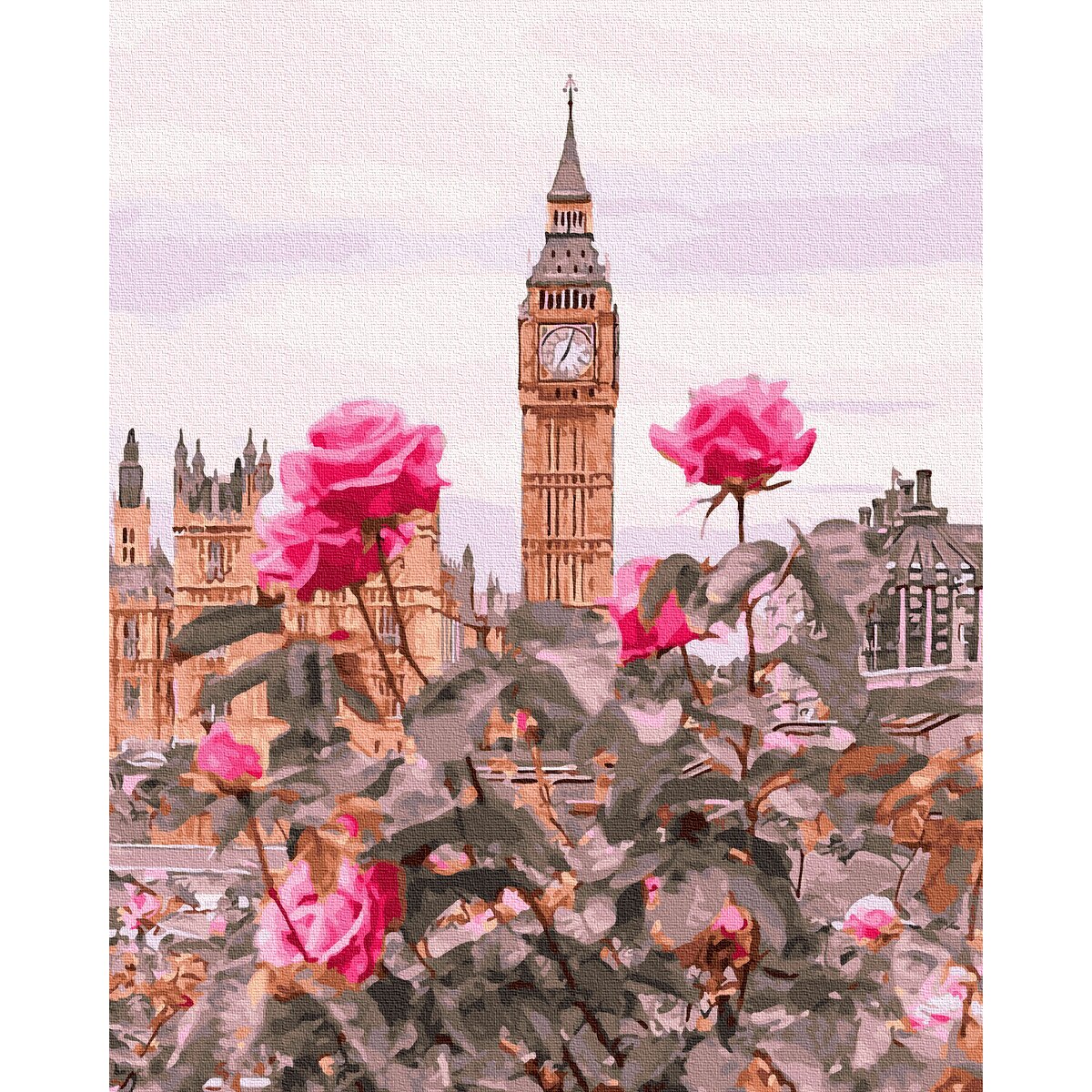 Set Picturi Pe Numere Acuarello Spring In London 40x50cm Culori Acrilice Pensule Panza 