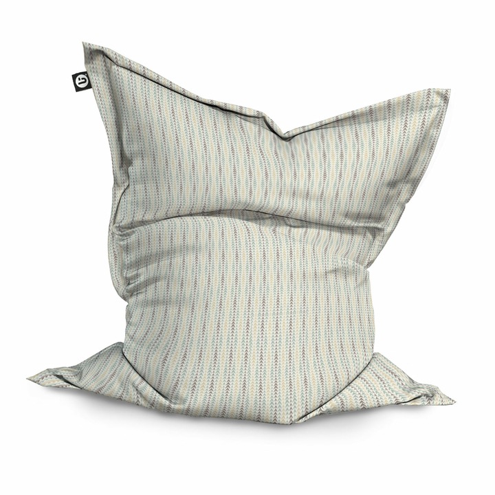 Fotoliu Updeco Puf Bean Bag tip Perna, impermeabil, indoor/outdoor, sac interior, 115 x 150 x 25 cm, motiv frunze verticale