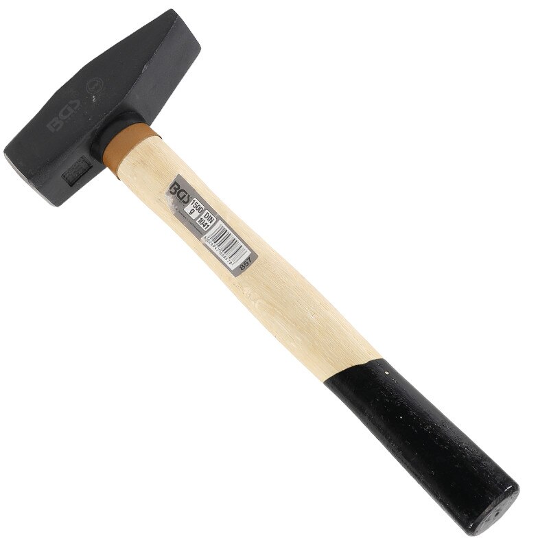 Ciocan pentru lacatuserie, standard TUV/GS, cu cap negru, satinat de 1500 g si maner din lemn vopsit negru pe 1/3 din lungime