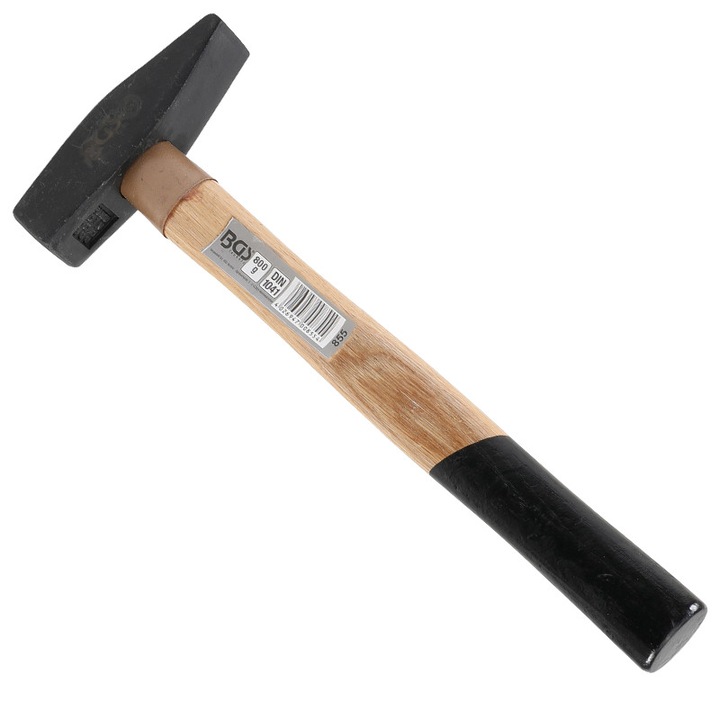 Ciocan pentru lacatuserie, standard TUV/GS, cu cap negru, satinat de 800 g si maner din lemn vopsit negru pe 1/3 din lungime