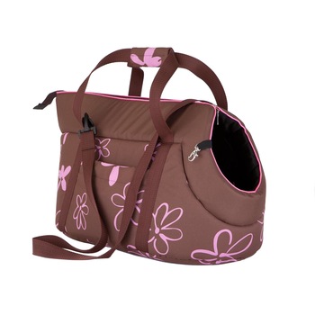 Geanta de transport maro cu flori, Hobbydog, 25x43x27cm Geanta de transport maro cu flori, Hobbydog, 25x43x27cm