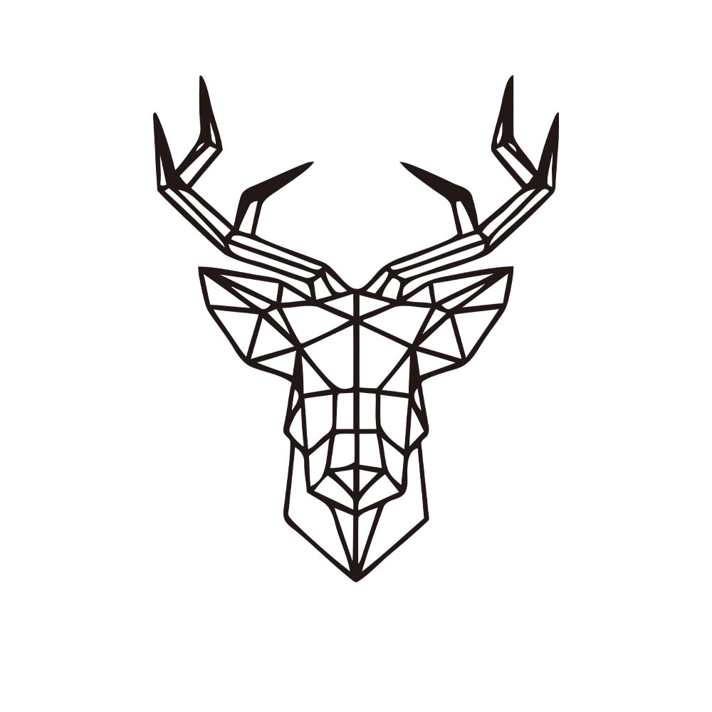 Sticker Autocolant Decorativ de Perete Cap de Cerb Geometric, 45×36 cm, Negru, Oracal