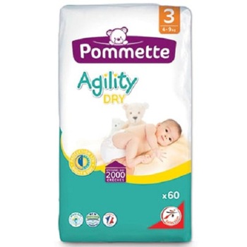Scutece copii POMMETTE Agility dry Nr3 Midi 4-9 kg 60buc Scutece copii POMMETTE Agility dry Nr3 Midi 4-9 kg 60buc