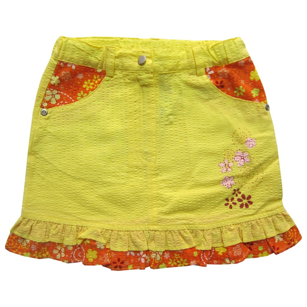 Fusta casual, fete, Primii Pasi, cu floaricele, Galben, Galben